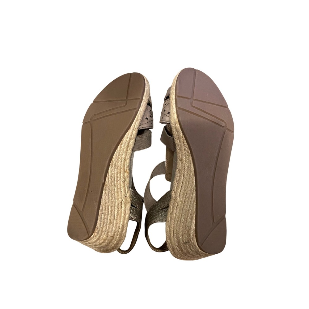 Earth Origins Naples Nanci Taupe Leather Espadrille Wedge Sandals Womens 9M - Picture 5 of 6